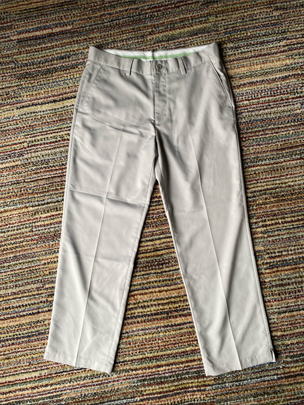Greg Norman for Tasso Ella Collection Light Khaki Men's Golf Pants - Slim 33x30